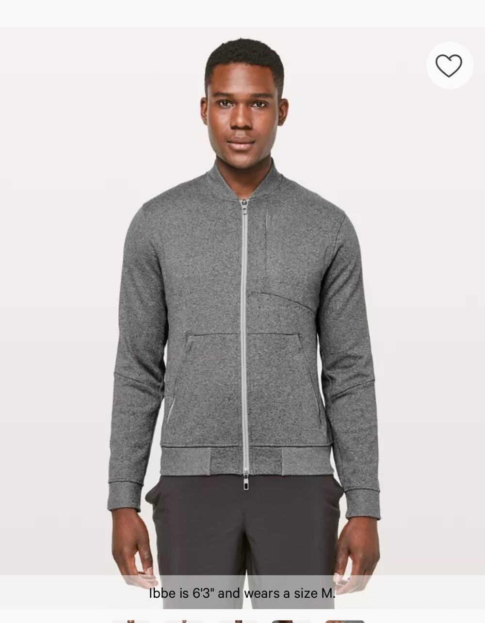 Lululemon Jacket Men Small City Sweat Bomber Gray Performance work casual